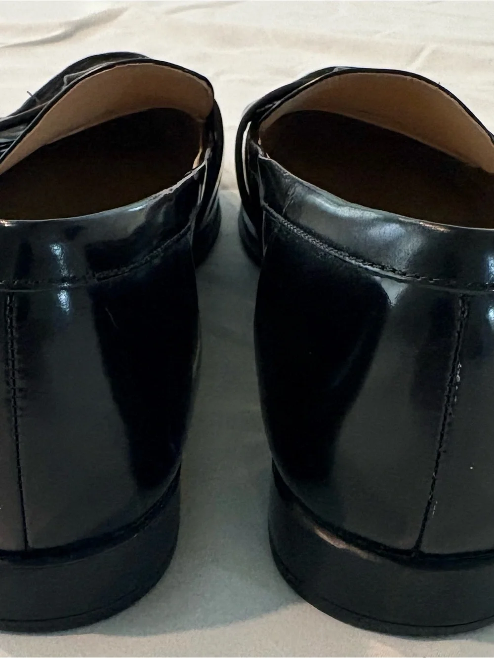 Via Spiga Black Patent Tassel Loafers